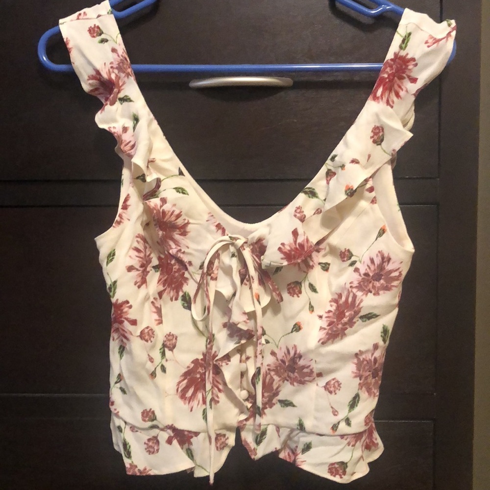Floral Button Down Crop Top Blouse